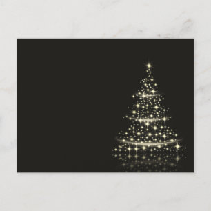 Elegant Simple Lighted Christmas Tree at Night  Holiday Postcard