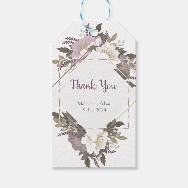 Elegant & Simple Lilac flower thank you tag (Front)