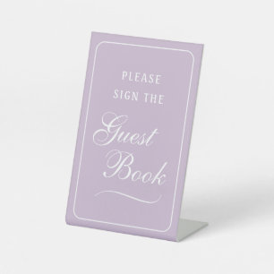 Elegant Simple Lilac Guest Book Pedestal Sign