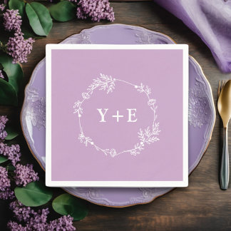 Elegant Simple Lilac Purple Monogrammed Wedding Napkin