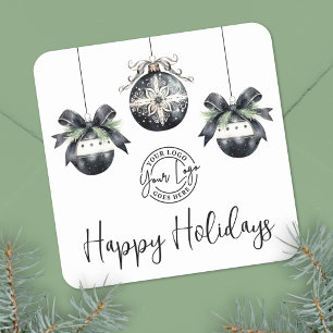 Elegant Simple Logo Happy Holidays Square Sticker