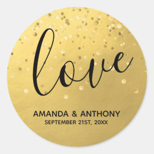 Elegant Simple LOVE Faux Gold Foil Wedding Seals