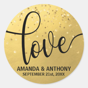 Elegant Simple LOVE Faux Gold Foil Wedding Seals