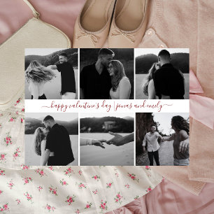 Elegant Simple Love Happy Valentine's Day 6 Photo Holiday Card