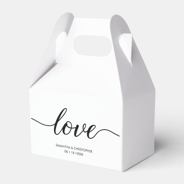 Elegant Simple Love Script Wedding custom Favour Box (Front Side)
