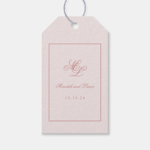 Elegant Simple Luggage Tag Pink Monogram