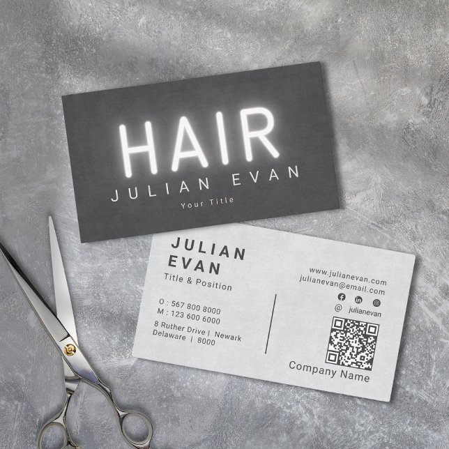 Elegant Simple Luminous Typography Hair Stylist Business Card (Elegant Simple Luminous Typography Hair Stylist Business Card)