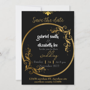 elegant & simple luxurious gold wedding invitation