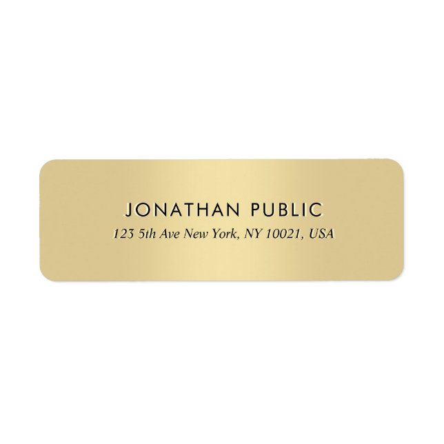 Elegant Simple Luxury Gold Return Address (Front)