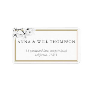 Elegant Simple Magnolias Wedding Return Address Label