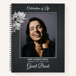 Elegant Simple Memorial Service Photo Guest Book