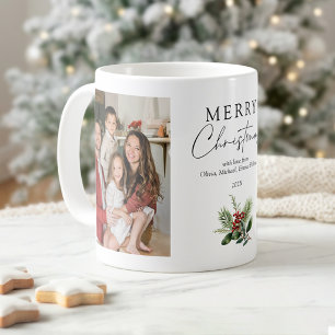 Elegant Simple Merry Christmas 2 Photo Coffee Mug