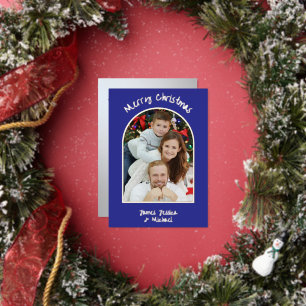 Elegant Simple Merry Christmas Photo Silver Foil Holiday Card