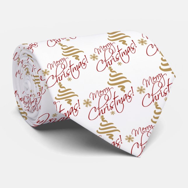 Elegant Simple Merry Christmas Wish Tie (Rolled)