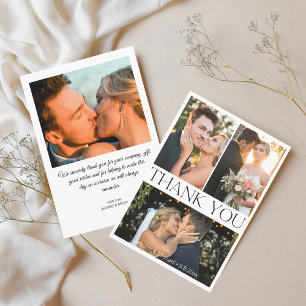 elegant simple minimal 4 photos wedding collage  thank you card