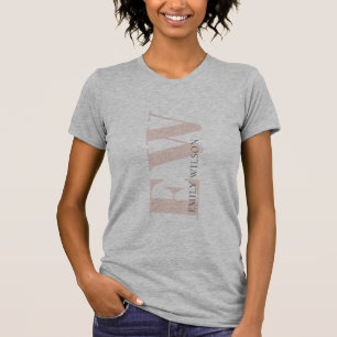 Elegant Simple Minimal Blush Grey Monogram T-Shirt