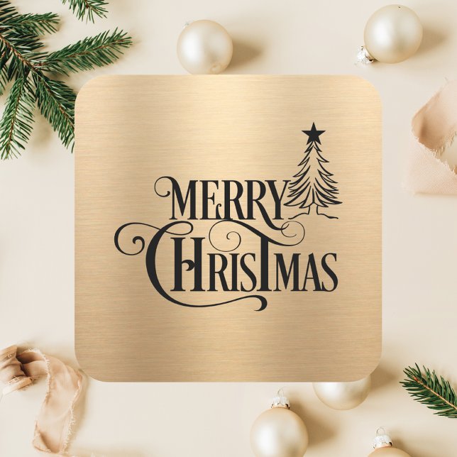 Elegant Simple Minimal Festive Merry Christmas Square Sticker (Creator Uploaded)