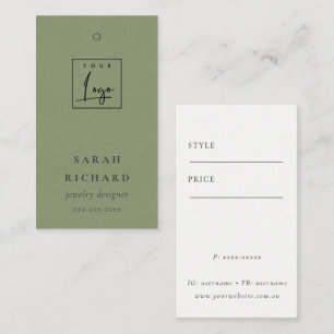 Elegant Simple Minimal Kraft Green Logo Price Tag