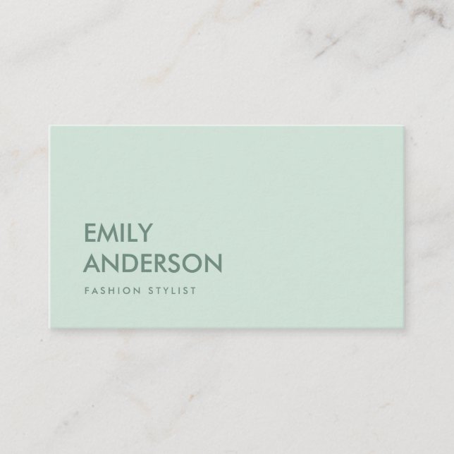 ELEGANT SIMPLE MINIMAL MINT GREEN PROFESSIONAL BUSINESS CARD (Front)