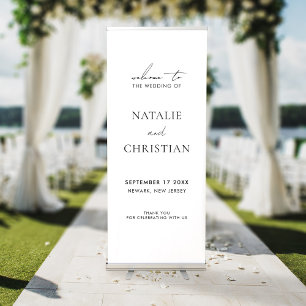 Elegant Simple Minimal Modern Wedding Welcome Retractable Banner