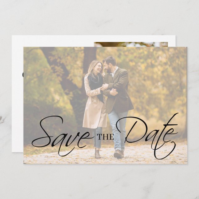 Elegant Simple Minimal Photo Wedding Save The Date (Front/Back)