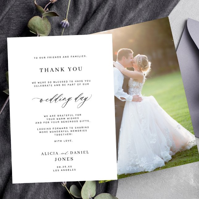 Elegant simple minimal photo wedding thank you card (Creator Uploaded)