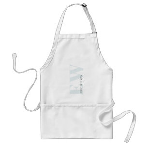 Elegant Simple Minimal Soft Sky Blue Monogram Name Standard Apron