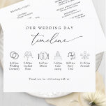 Elegant Simple, Minimal Wedding Timeline, Program<br><div class="desc">Elegant simple and minimal, white and black wedding timeline and program with beautiful delicate timeline icon images and elegant modern handwritten calligraphy details. Ability to select customise and move around timeline images and text to suit your own wedding timeline, simply drag and move. Personalise dinner image with menu on the...</div>