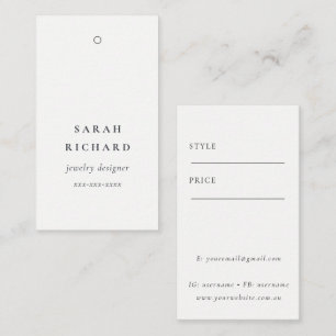 Elegant Simple Minimal White Price Tag Name