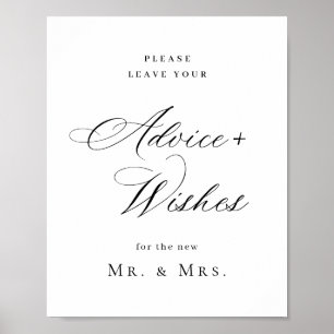 Elegant Simple Minimalist Advice & Wishes Wedding Poster