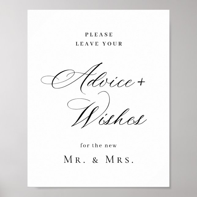 Elegant Simple Minimalist Advice & Wishes Wedding Poster (Front)