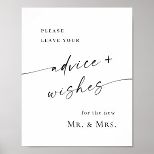 Elegant Simple Minimalist Advice & Wishes Wedding Poster