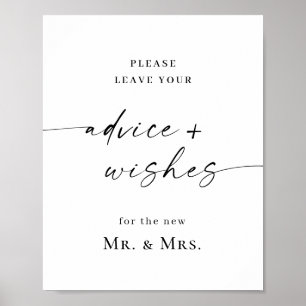 Elegant Simple Minimalist Advice & Wishes Wedding Poster
