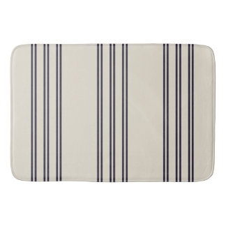 ELEGANT SIMPLE MINIMALIST AEGEAN STRIPE NAVY BATH MAT