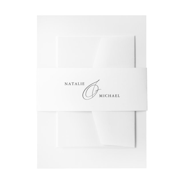 Elegant Simple Minimalist Ampersand Names Wedding Invitation Belly Band (Front Example)