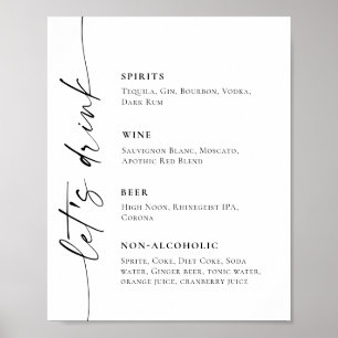 Elegant Simple Minimalist Bar Menu Wedding Poster