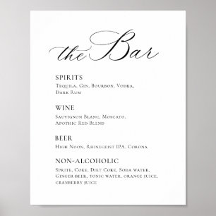 Elegant Simple Minimalist Bar Menu Wedding Poster