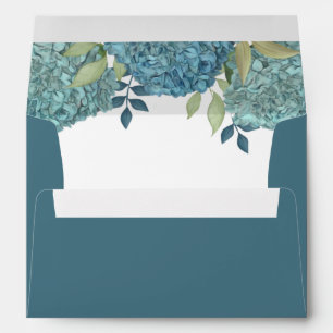 Elegant Simple Minimalist Blue Hydrangea Floral Envelope