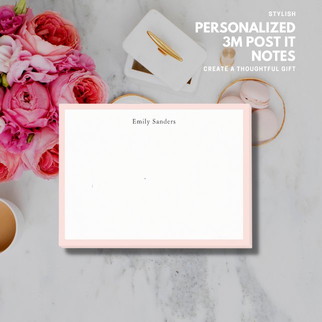 Elegant Simple Minimalist Blush Pink Border Post-it Notes (Thoughtful gift for every occassion!)