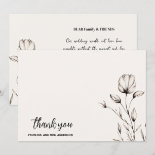 Elegant Simple Minimalist Boho Wedding Thank You Card