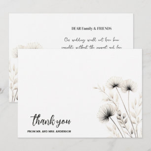 Elegant Simple Minimalist Boho Wedding Thank You Card