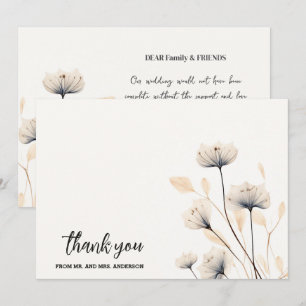 Elegant Simple Minimalist Boho Wedding Thank You Card
