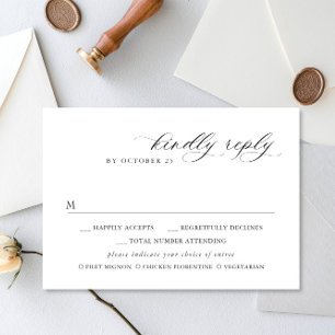Elegant Simple Minimalist Calligraphy Meal Choice RSVP Card