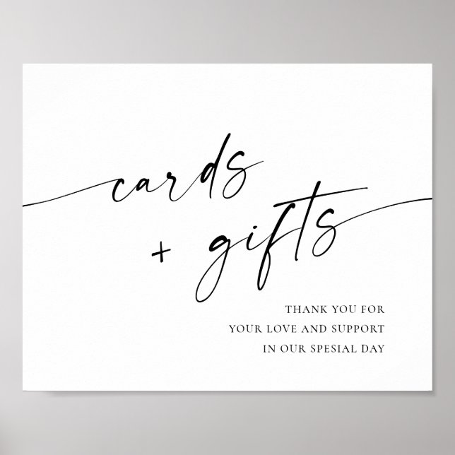 Elegant Simple Minimalist Cards and Gifts Wedding Poster (Front)