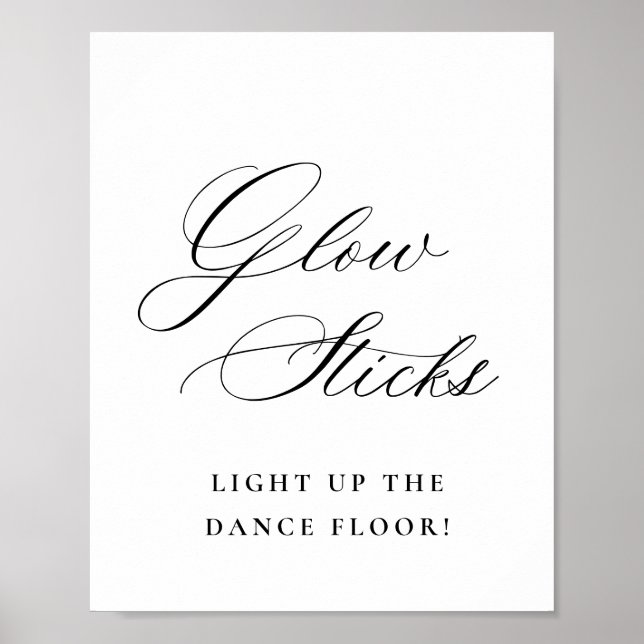 Elegant Simple Minimalist Glow Sticks Wedding Sign (Front)