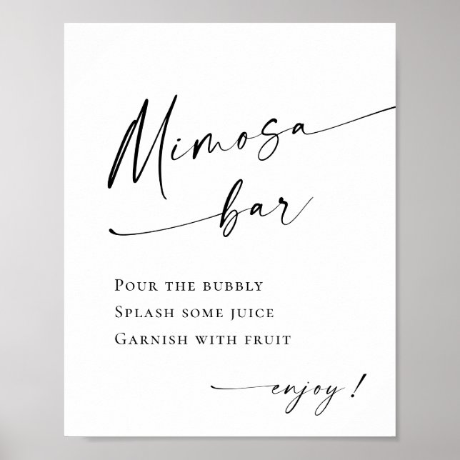 Elegant Simple Minimalist Mimosa Bar Wedding Poster (Front)