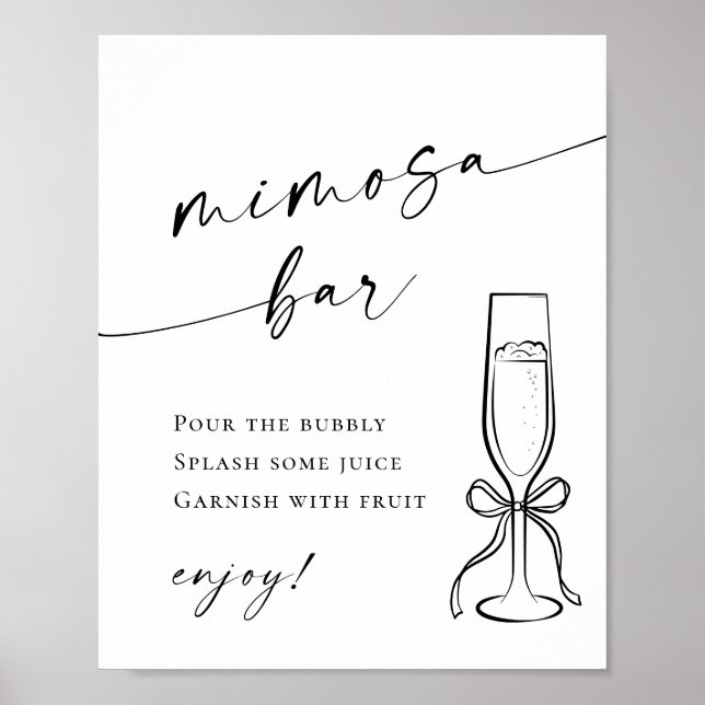 Elegant Simple Minimalist Mimosa Bar Wedding Poster (Front)