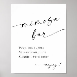 Elegant Simple Minimalist Mimosa Bar Wedding Poster