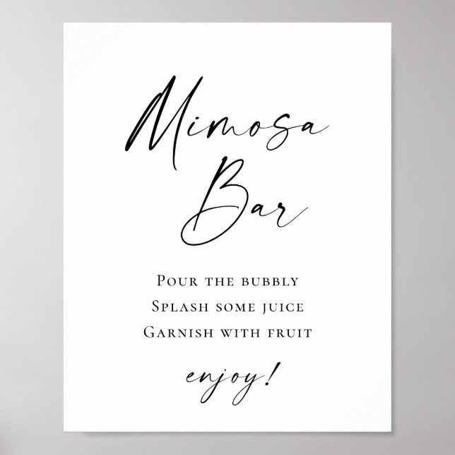 Elegant Simple Minimalist Mimosa Bar Wedding Poster (Front)