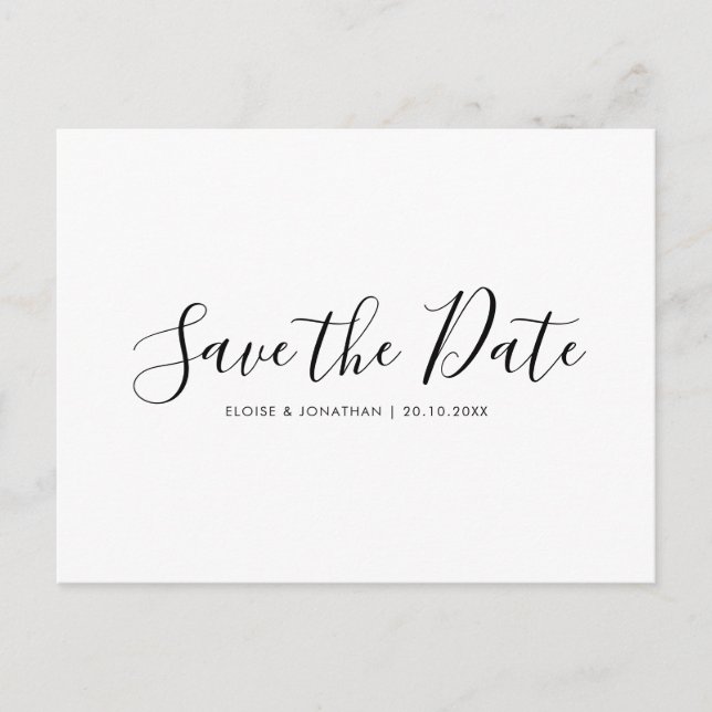 Elegant Simple Minimalist Modern Save the Date  Postcard (Front)